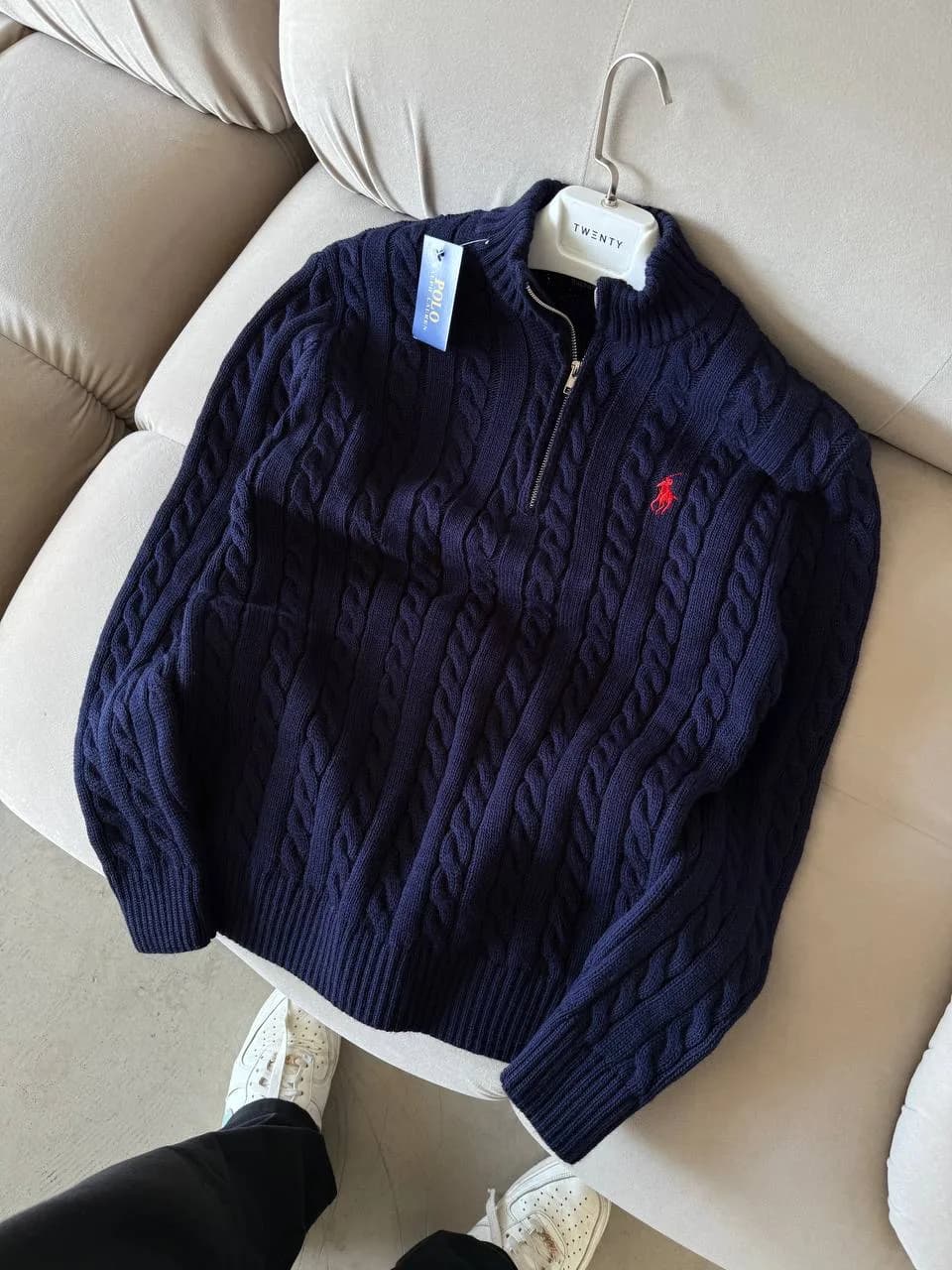RALPH LAUREN YARIM FERMUAR TRİKO LACİVERT görünüm 1