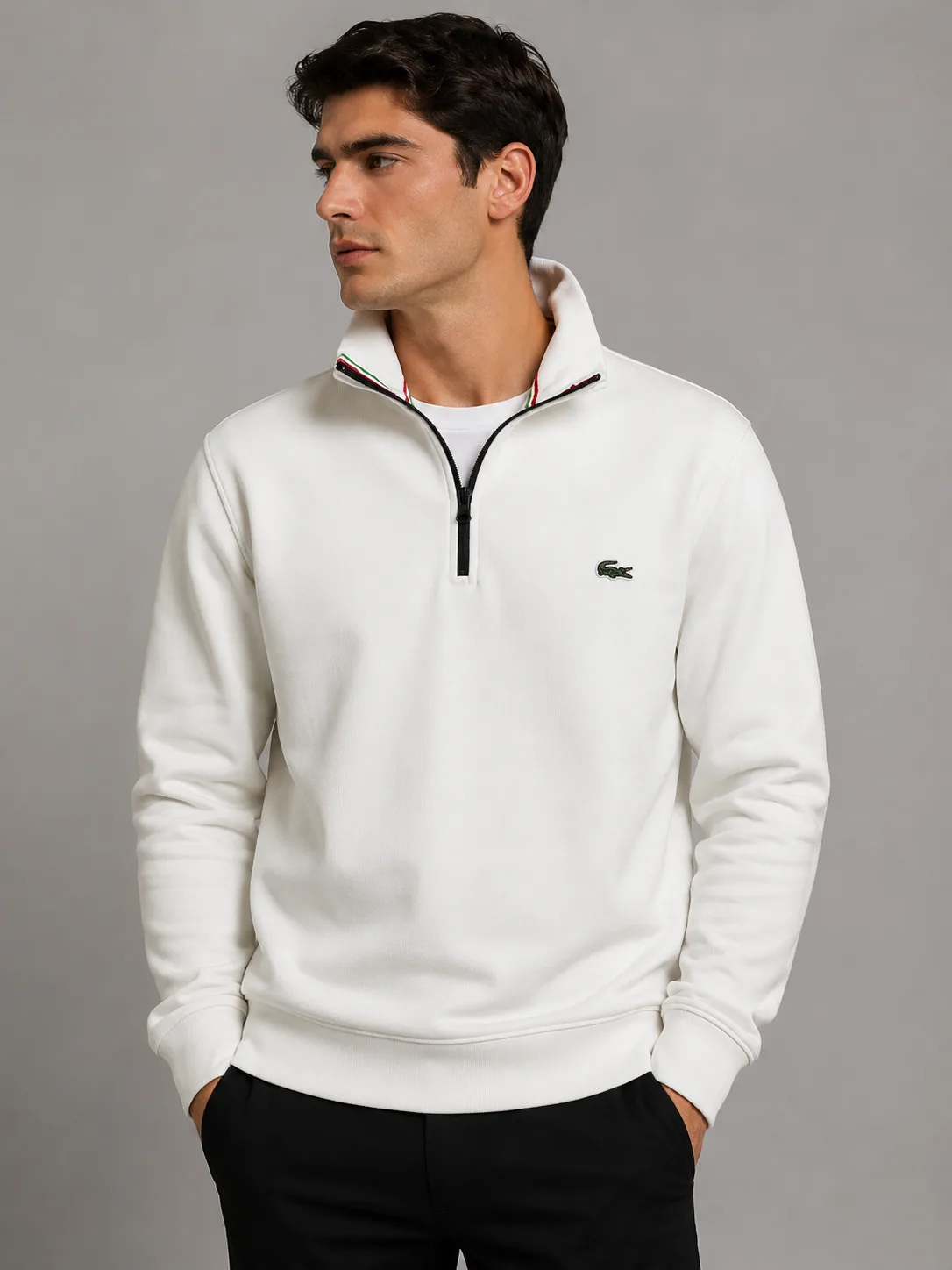 LACOSTE YARIM FERMUAR SWEAT BEYAZ görünüm 1
