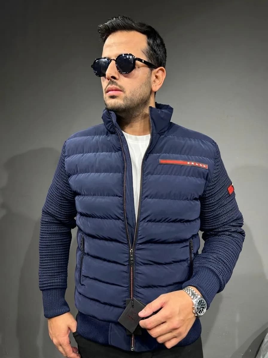 PRADA KOLLAR ÇELİK ÖRME MONT LACİVERT görünüm 1