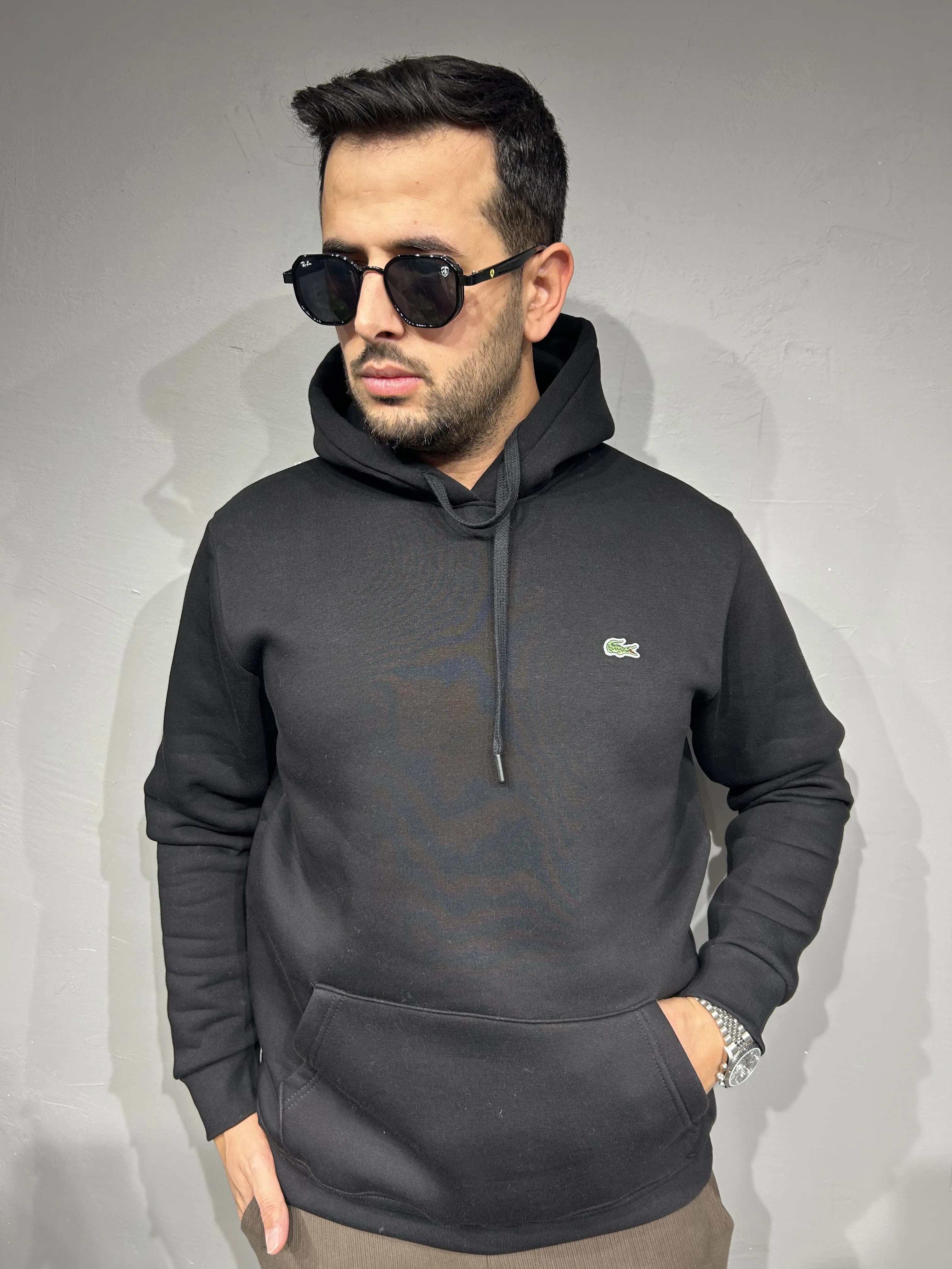 LACOSTE KAPÜŞONLU PAMUK SWEAT SİYAH görünüm 1