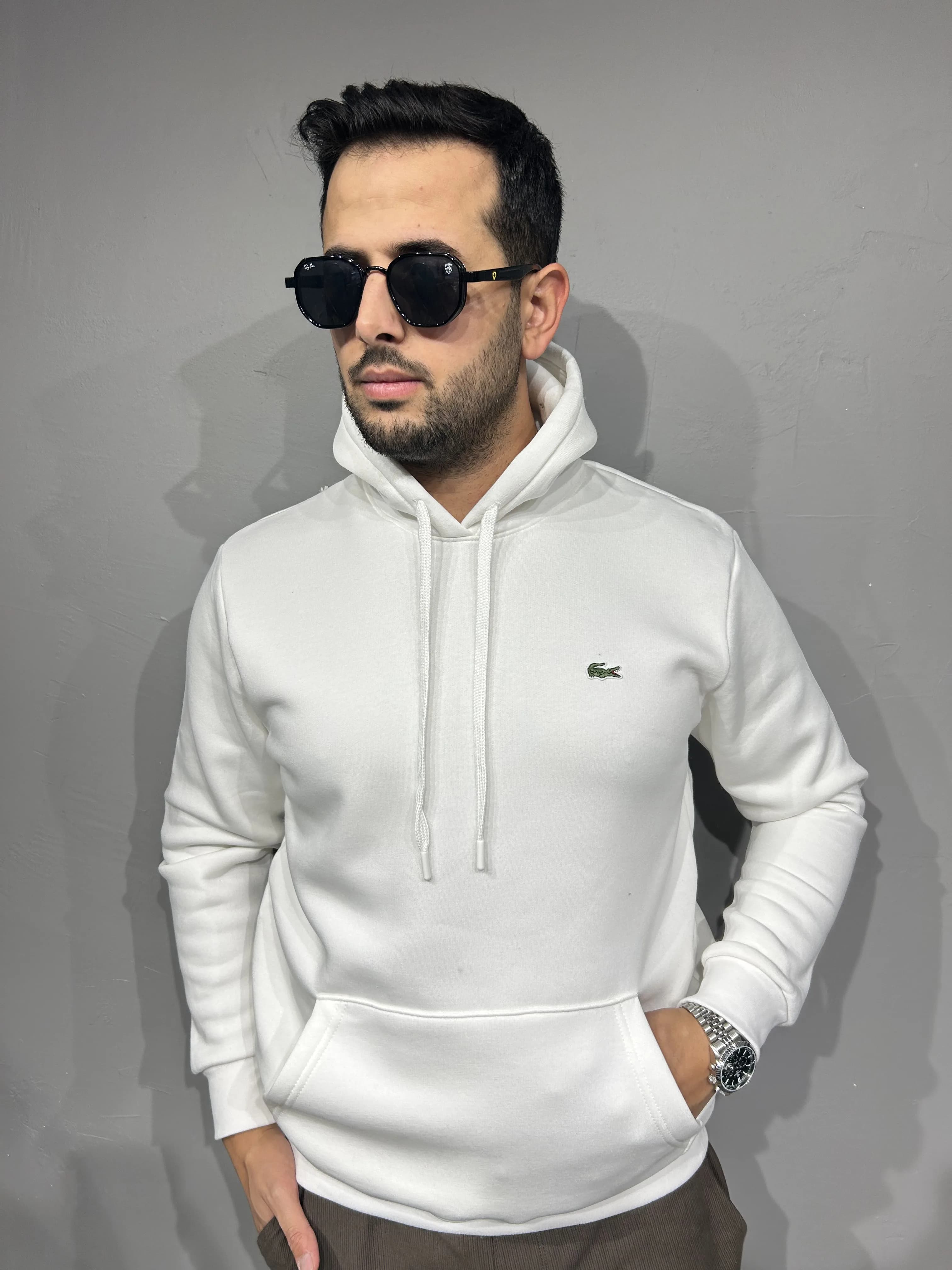 LACOSTE KAPÜŞONLU PAMUK SWEAT BEYAZ görünüm 1