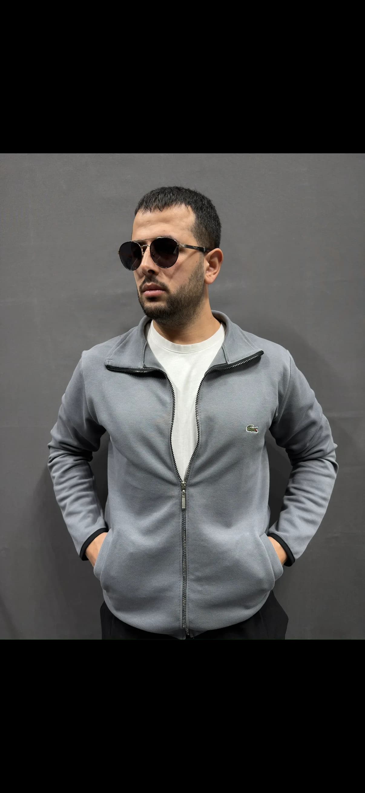 LACOSTE BOYDAN FERMUARLI MEVSİMLİK HIRKA GRİ görünüm 1