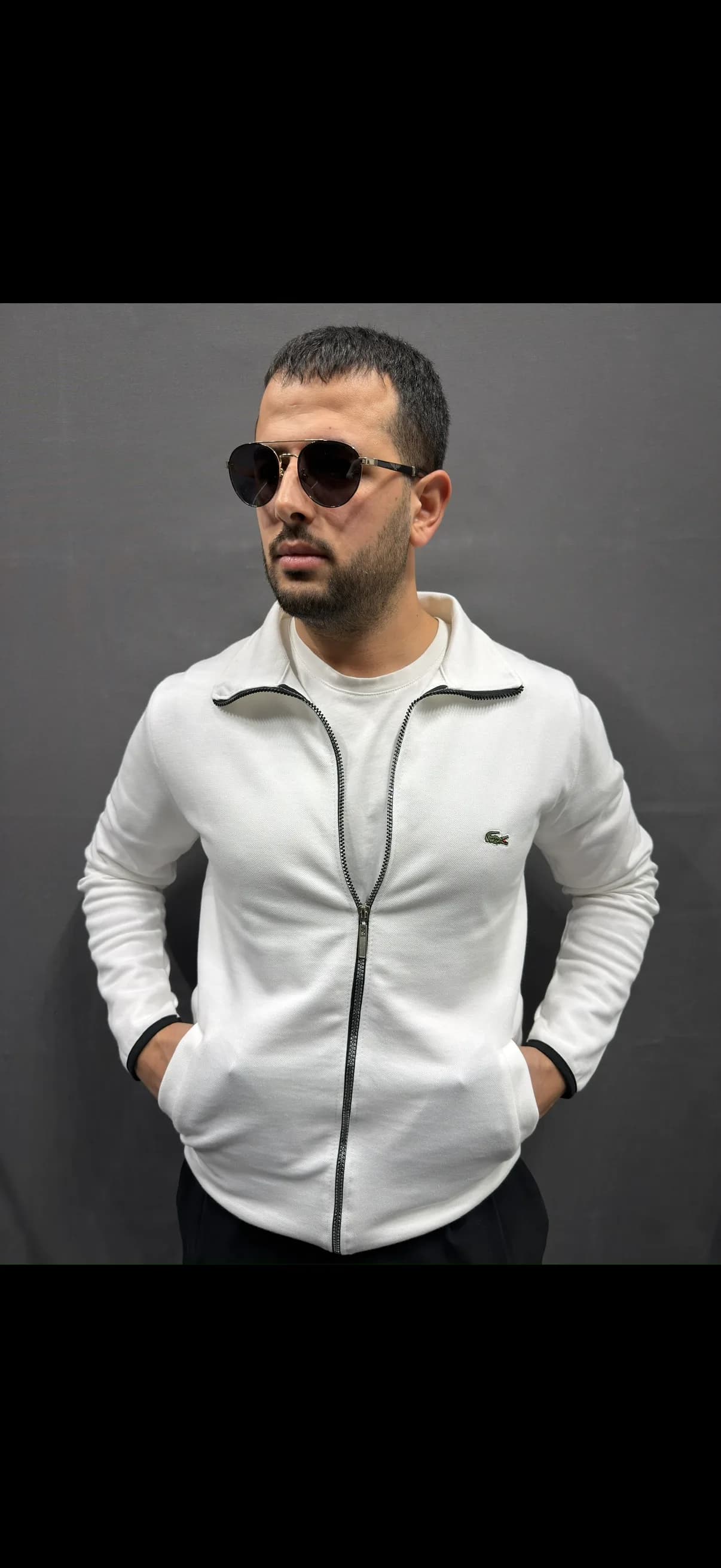 LACOSTE BOYDAN FERMUARLI MEVSİMLİK HIRKA BEYAZ görünüm 1