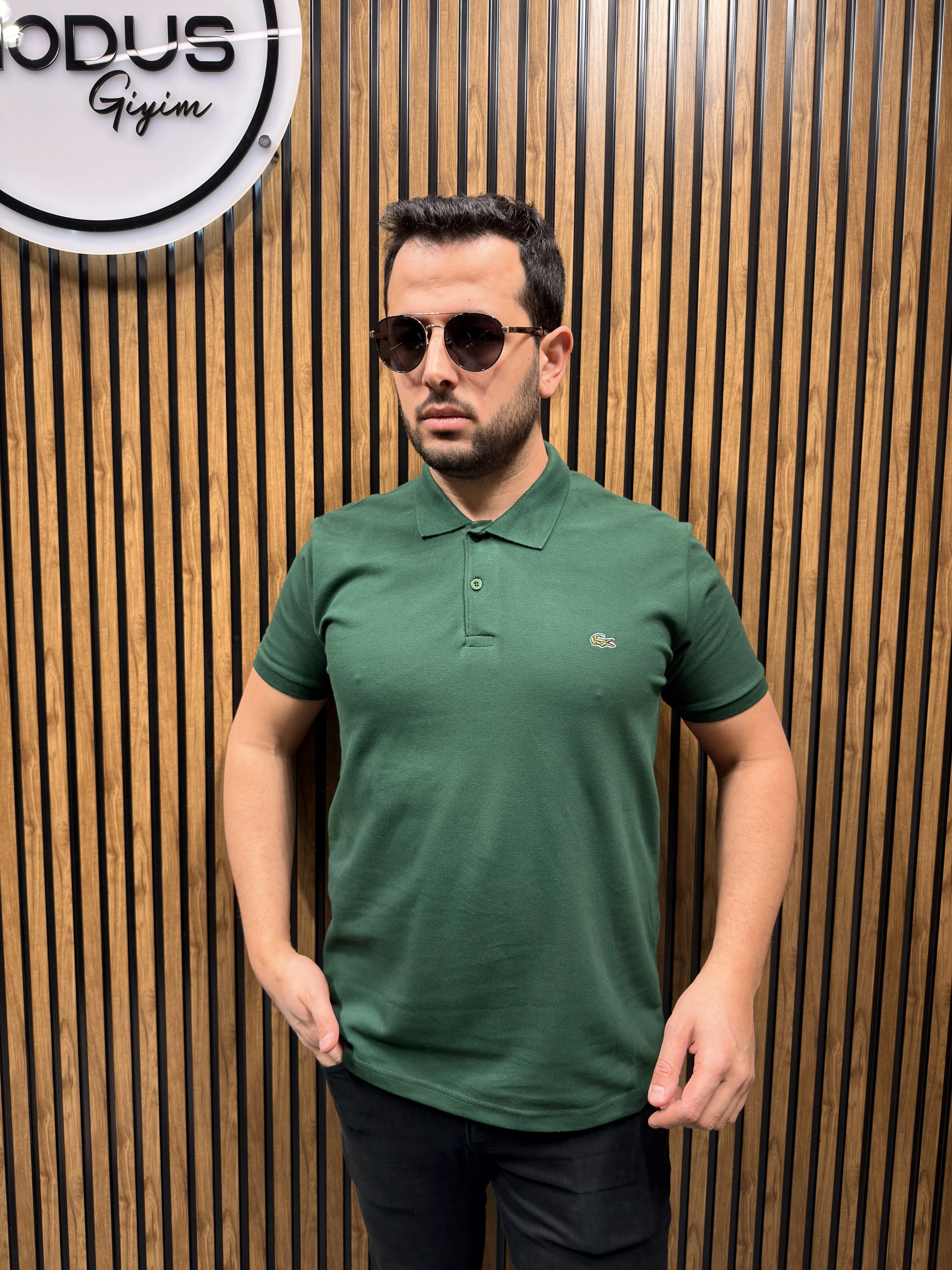 LACOSTE POLO YAKA PAMUK TSHİRT YEŞİL görünüm 1