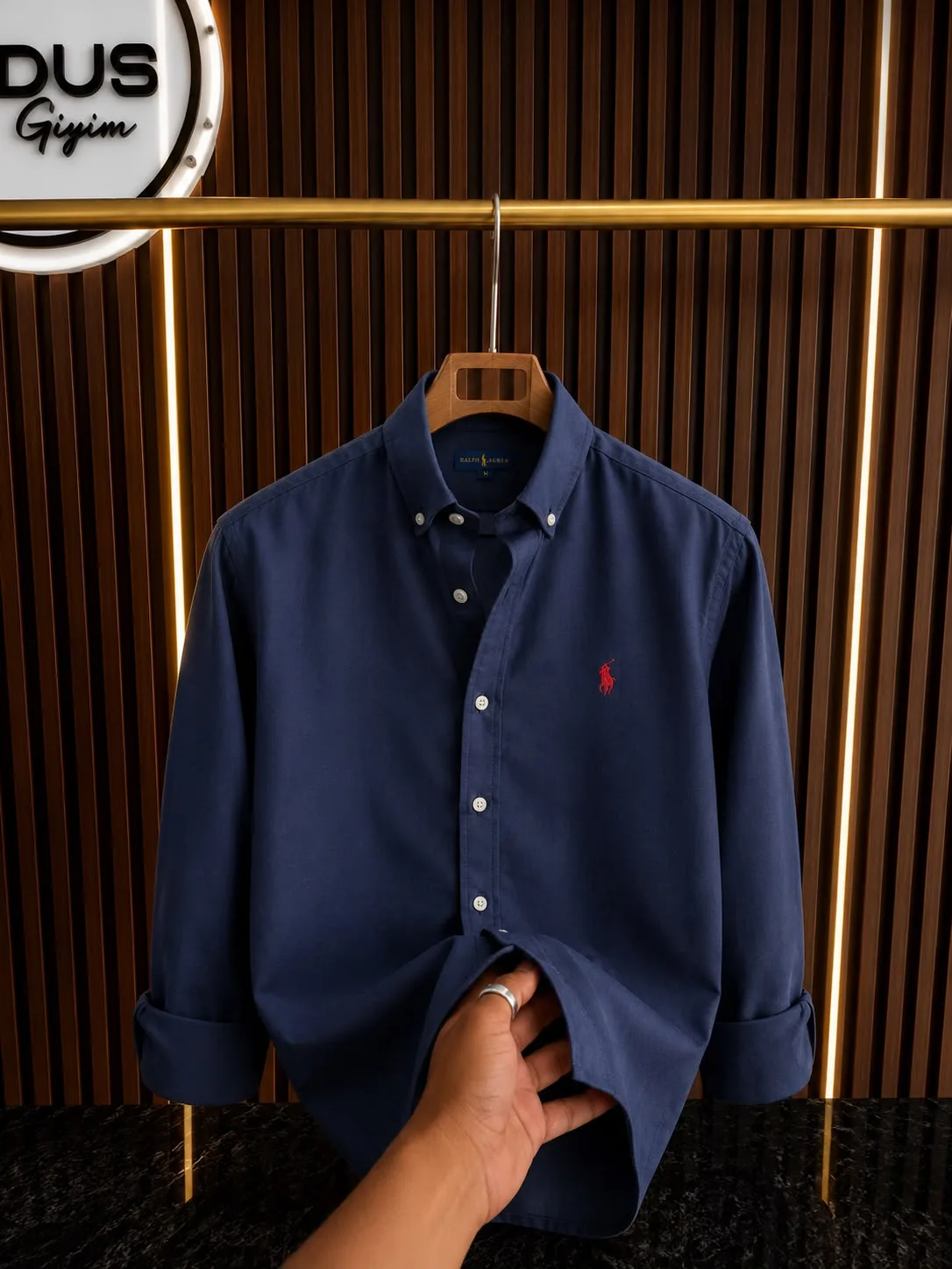 RALPH LAUREN KETEN GÖMLEK LACİVERT görünüm 1