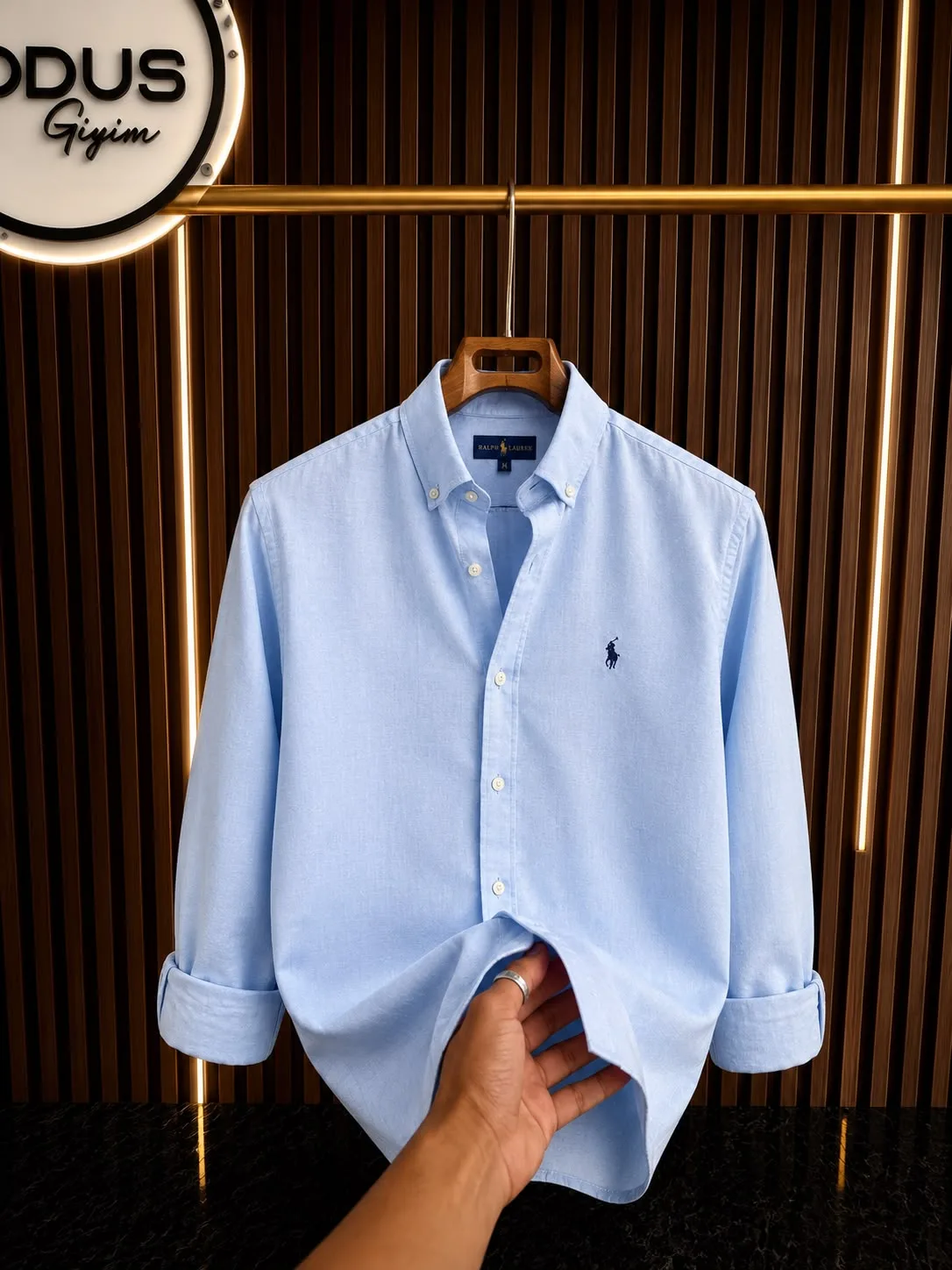 RALPH LAUREN KETEN GÖMLEK AÇIK MAVİ görünüm 1