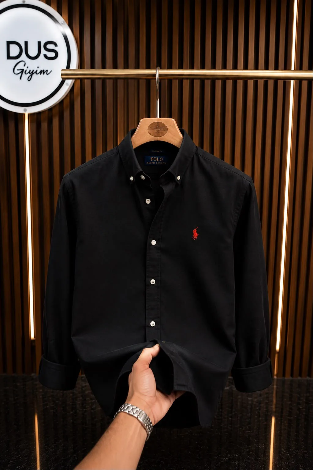 RALPH LAUREN KETEN GÖMLEK SİYAH görünüm 1