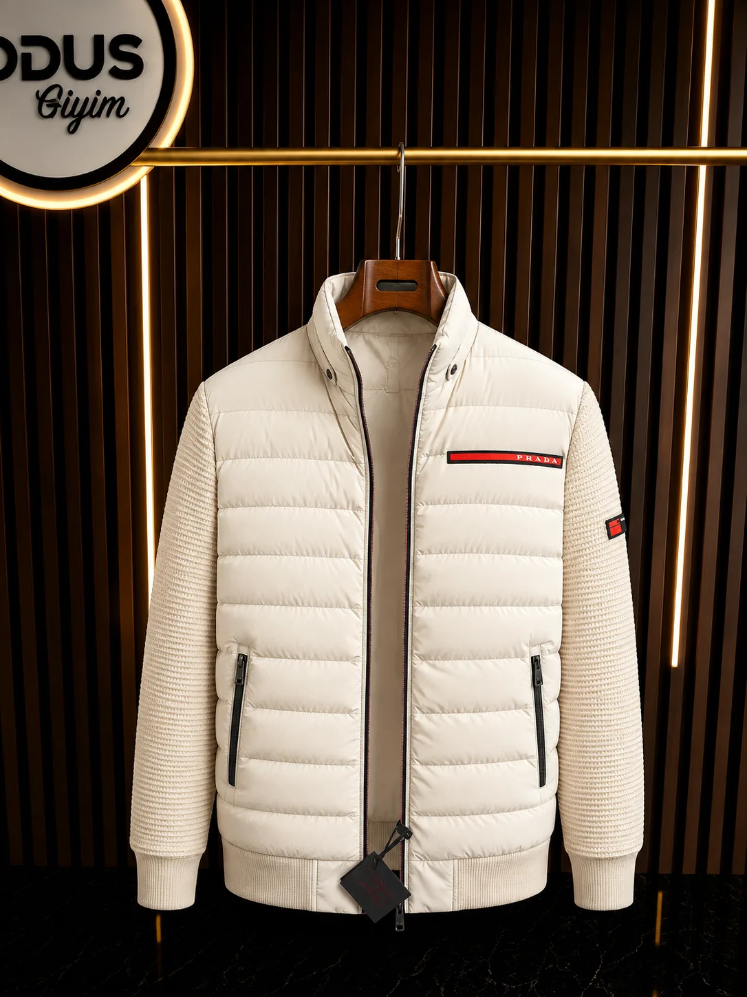 PRADA KOLLAR ÇELİK ÖRME MONT KREM görünüm 1
