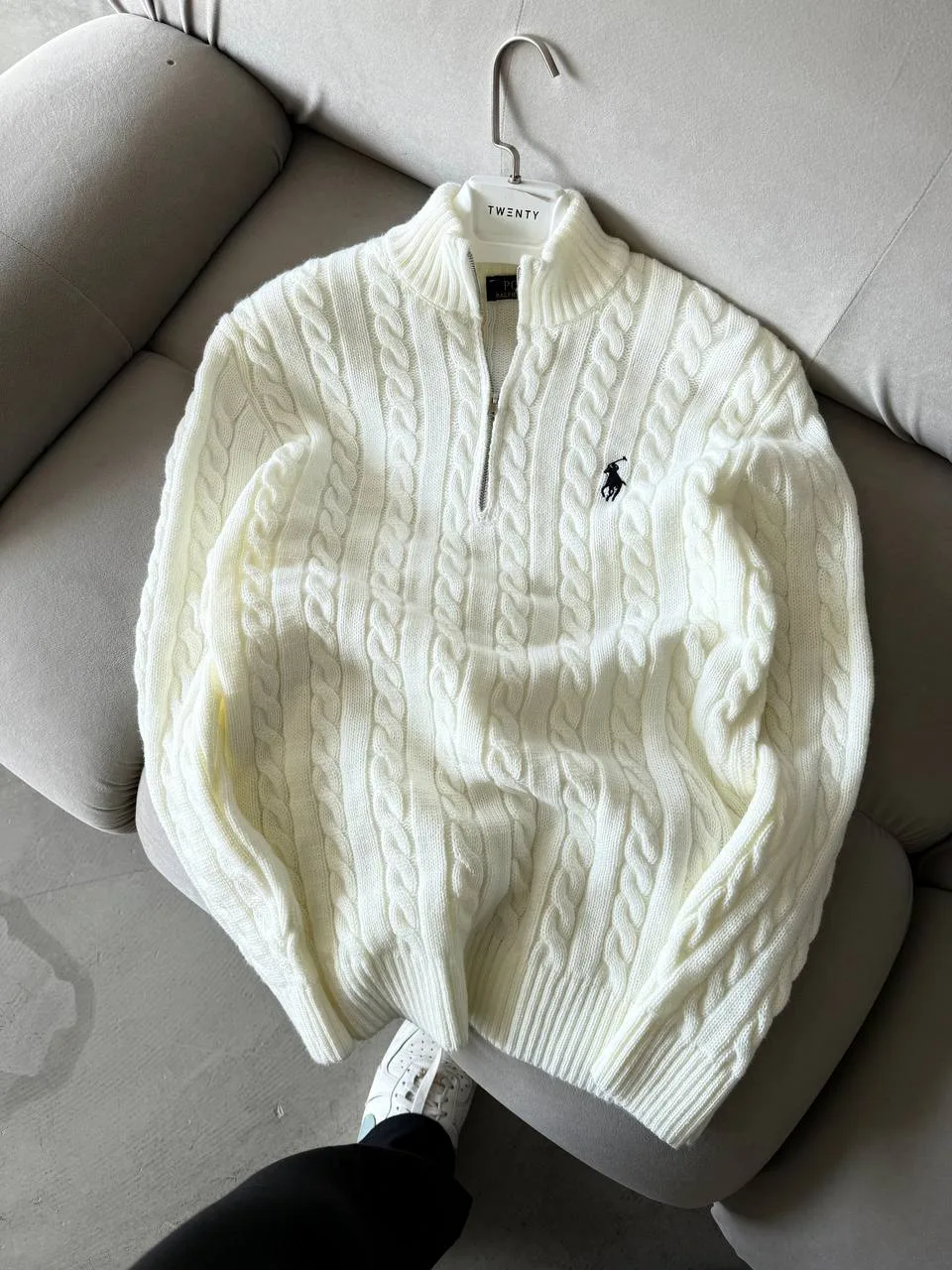 RALPH LAUREN YARIM FERMUAR TRİKO BEYAZ görünüm 1