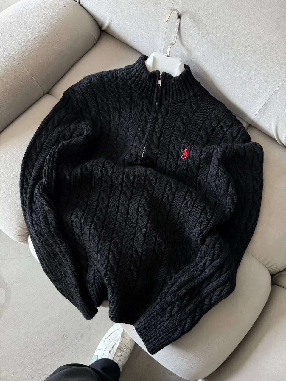 RALPH LAUREN YARIM FERMUAR TRİKO SİYAH görünüm 1