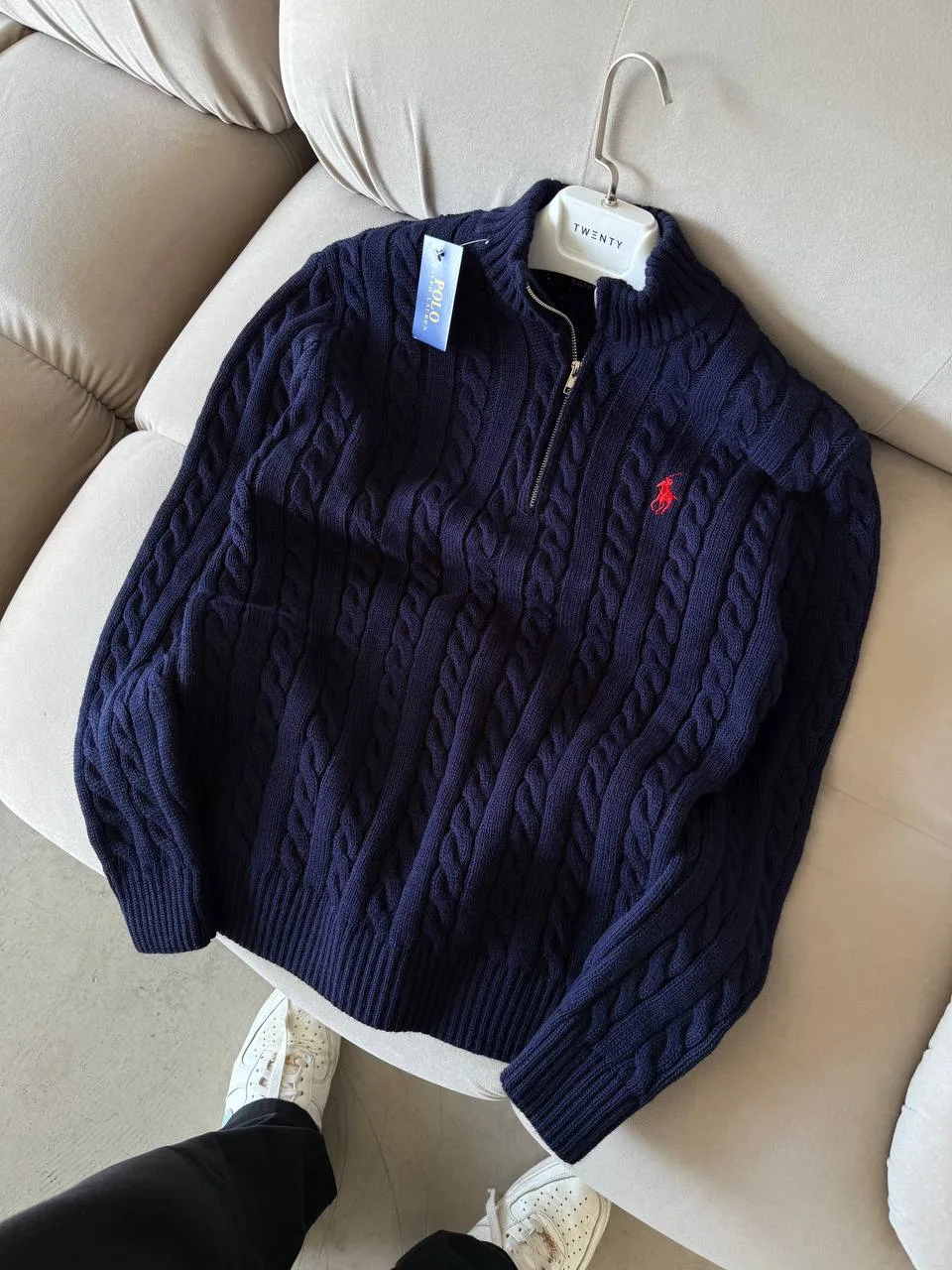 RALPH LAUREN YARIM FERMUAR TRİKO LACİVERT görünüm 1