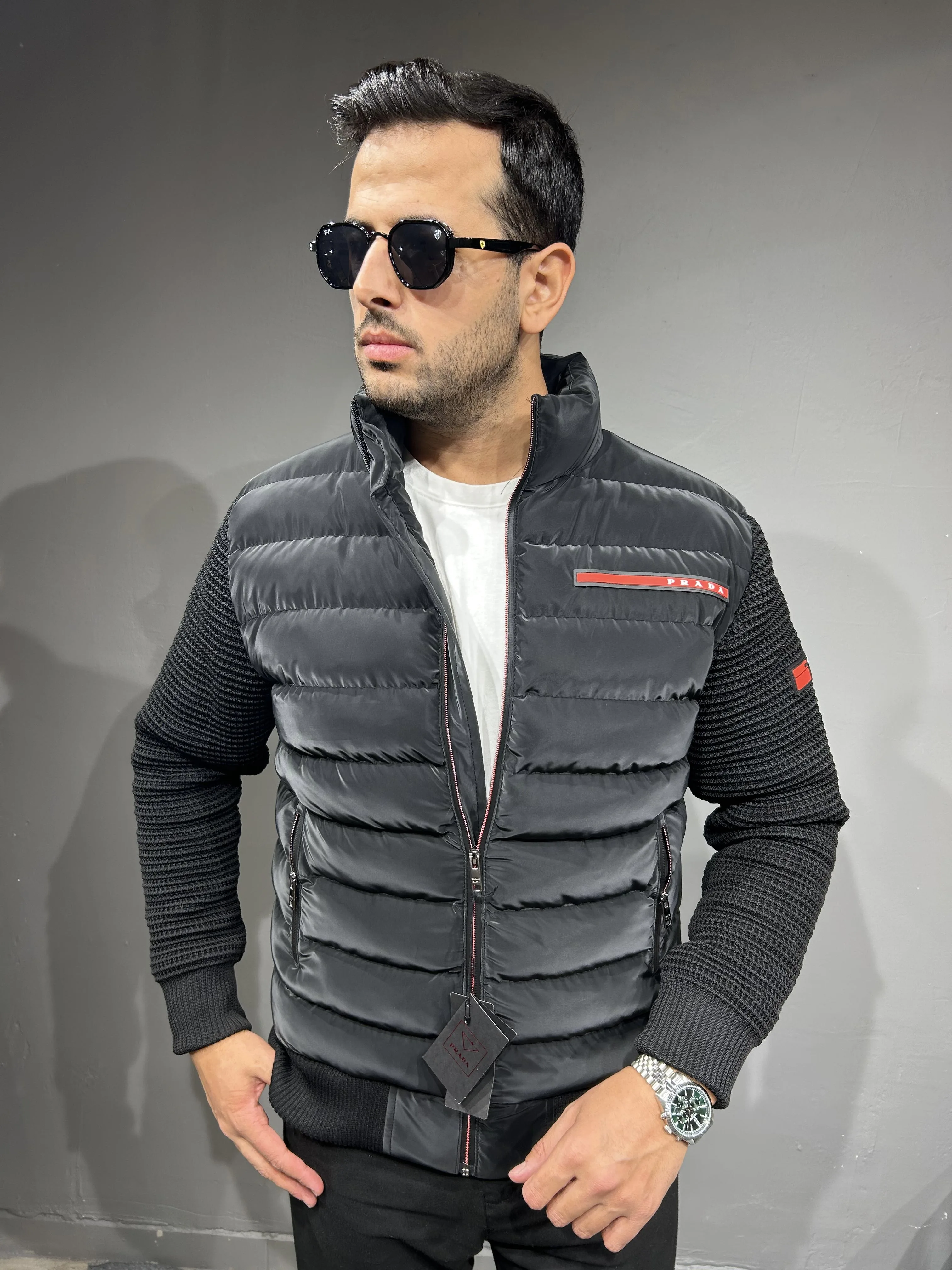 PRADA KOLLAR ÇELİK ÖRME MONT SİYAH