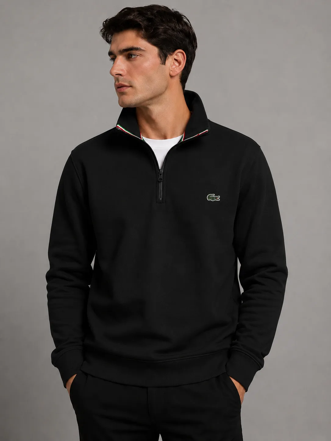 LACOSTE YARIM FERMUAR SWEAT SİYAH