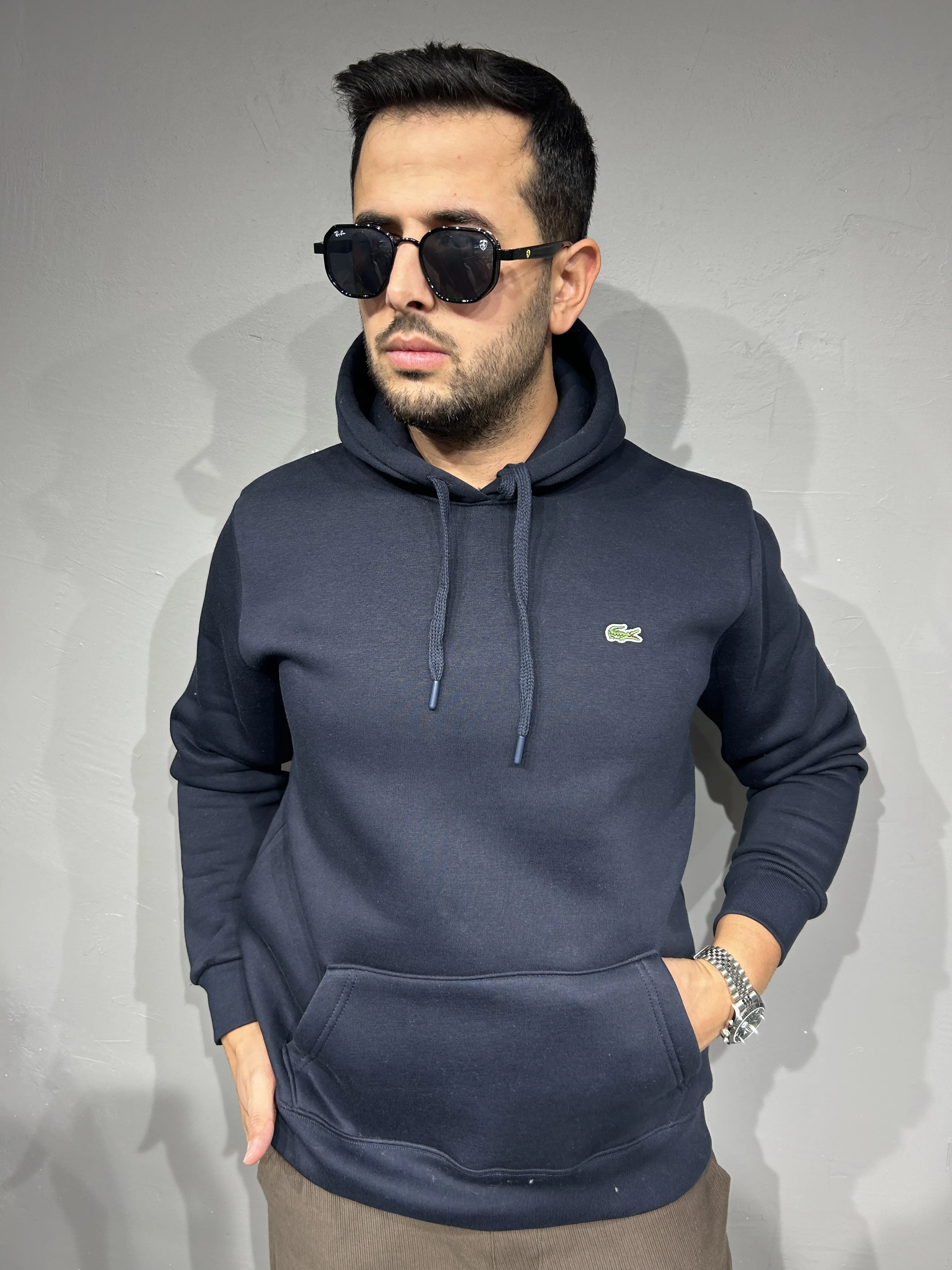LACOSTE KAPÜŞONLU PAMUK SWEAT LACİVERT