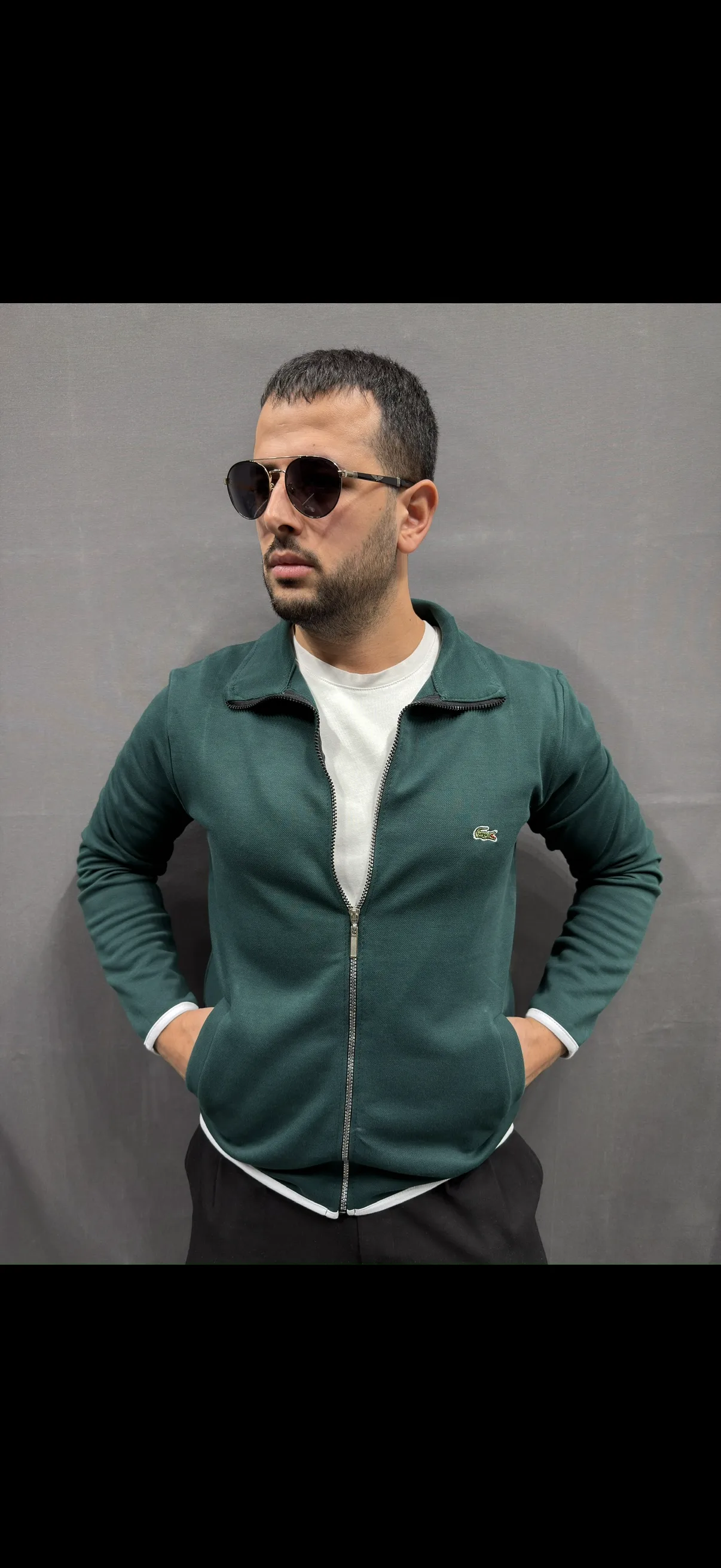 LACOSTE BOYDAN FERMUARLI MEVSİMLİK HIRKA YEŞİL